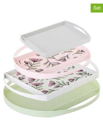 Vigar 4er-Set: Tabletts "Flap" in Grün/ Rosa/ Weiß