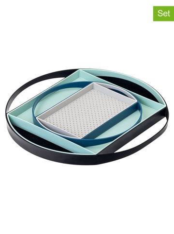 Vigar 4er-Set: Tabletts "Flap" in Schwarz/ Blau/ Türkis