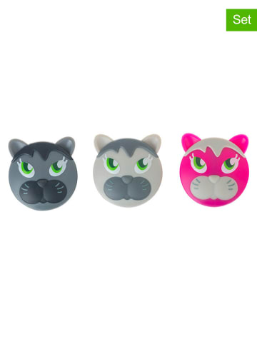 Vigar 3er-Set: Verschlussklammern "Felix" in Grau/ Pink - (B)5 x (H)6 cm