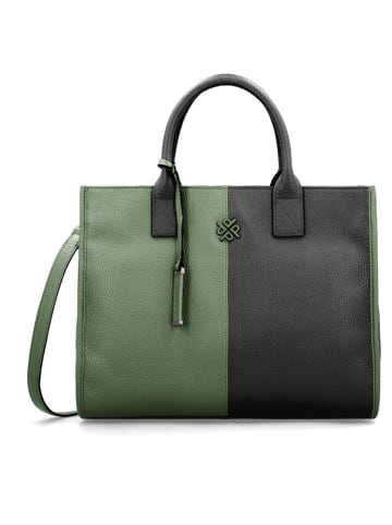 PICARD Leder-Henkeltasche "Match" in Grün/ Schwarz - (B)34 x (H)27 x (T)15 cm