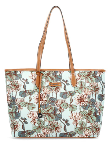 PICARD Shopper in Hellblau/ Camel - (B)46 x (H)28 x (T)16,5 cm