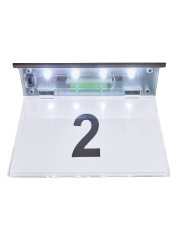Lifa Living LED-zonne-huisnummerbord in zilver - (B)18,5 x (H)19 x (D)5 cm