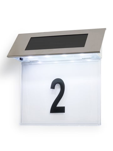 Lifa Living LED-zonne-huisnummerbord in zilver - (B)18,5 x (H)19 x (D)5 cm