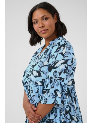 KAFFE curve Kleid in Hellblau/ Dunkelblau/ Weiß