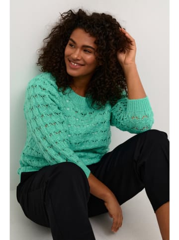 KAFFE curve Sweter w kolorze zielonym