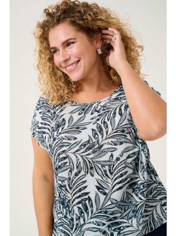 KAFFE curve Bluse in Weiß/ Dunkelblau