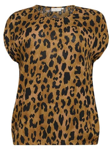 KAFFE curve Bluse in Hellbraun/ Schwarz