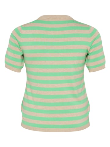 KAFFE curve Sweter w kolorze zielono-beżowym