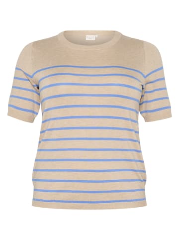 KAFFE curve Pullover in Beige/ Hellblau