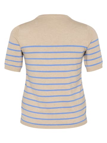 KAFFE curve Pullover in Beige/ Hellblau