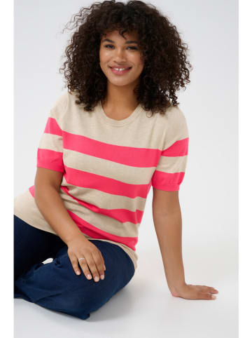 KAFFE curve Pullover in Beige/ Pink