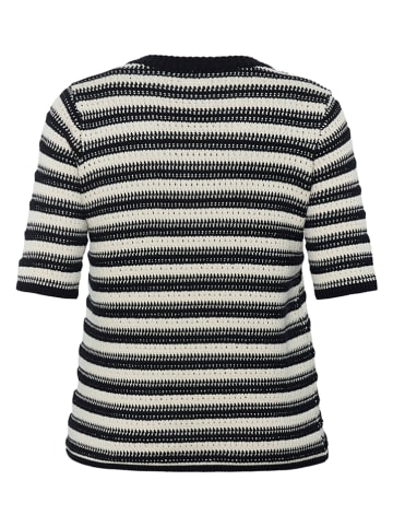 KAFFE curve Sweter w kolorze kremowo-czarnym