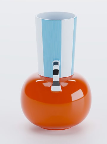 Potiron Paris Vase "Oslo" in Orange/ Hellblau - (H)21,5 x Ø 14,5 cm