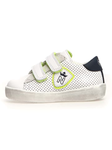 Naturino Leren sneakers "Korey" wit/groen/donkerblauw