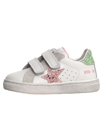 Naturino Leder-Sneakers "Pinn"  in Weiß/ Grün/ Rosa