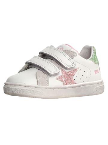 Naturino Leder-Sneakers "Pinn"  in Weiß/ Grün/ Rosa