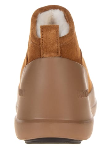 Moon Boot Leder-Boots "Luna Low" in Hellbraun
