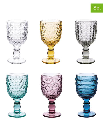 Villa d´Este 6-delige set: glazen "Geometrie" meerkleurig - 310 ml
