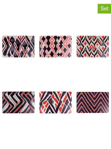 Villa d´Este 6er-Set: Tischsets "Malindi" in Schwarz/ Rot - (L)45 x (B)30 cm