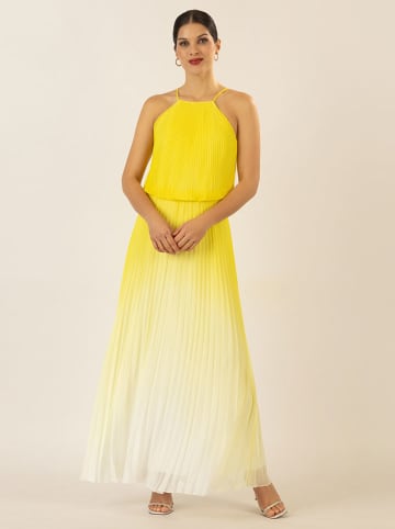 APART Plisseekleid in Gelb/ Weiß