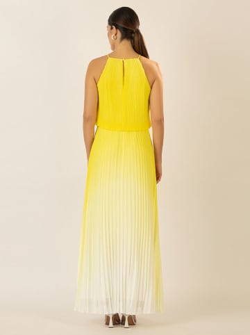 APART Plisseekleid in Gelb/ Weiß