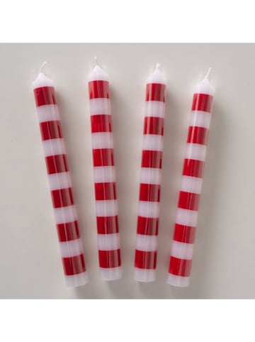 Boltze Świece (4 szt.) "Stripy" w kolorze biało-czerwonym - wys. 20 cm