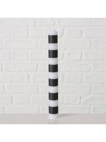 Boltze 4er-Set: Stabkerzen "Stripy" in Weiß/ Dunkelblau - (H)20 cm