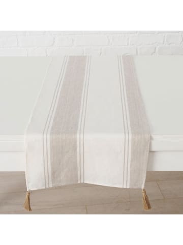 Boltze Leinen-Tischläufer "Linel" in Weiß/ Beige - (L)140 x (B)40 cm