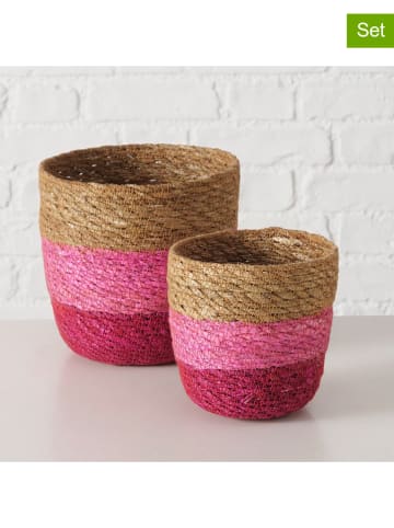Boltze 2er-Set: Körbe "Rosaly" in Hellbraun/ Rosa