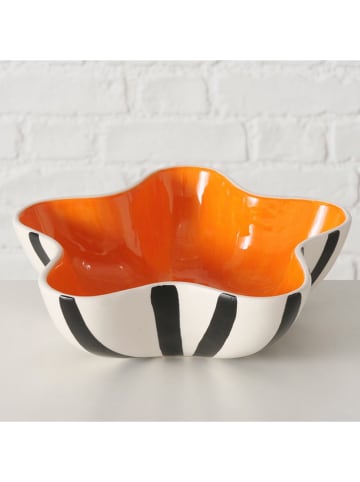 Boltze Dekoschale "Caruso" in Weiß/ Schwarz/ Orange - (H)7 x Ø 23 cm