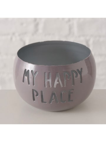 Boltze Windlicht "Happy Place" in Grau - (H)7 x Ø 12 cm