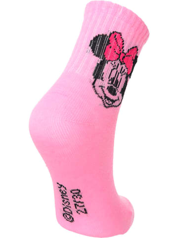 Disney Minnie Mouse Skarpety (3 pary) "Minnie" w kolorze jasnoróżowo-biało-czarnym