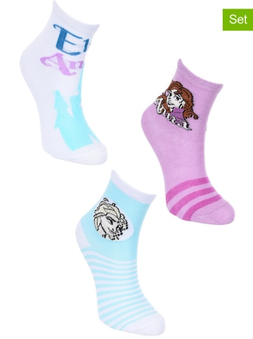 FROZEN 3er-Set: Socken "Frozen" in Weiß/ Lila/ Hellblau
