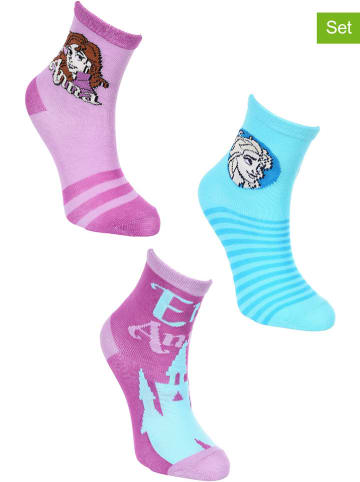FROZEN 3er-Set: Socken "Frozen" in Türkis/ Lila