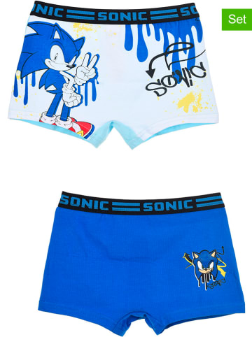 Sonic 2er-Set: Boxershorts "Sonic" in Blau/ Türkis/ Weiß
