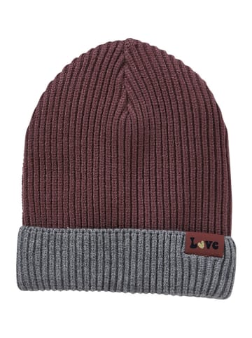 vertbaudet Muts bordeaux/grijs