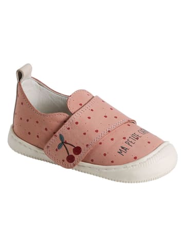 vertbaudet Leder-Hausschuhe in Pink/ Rot