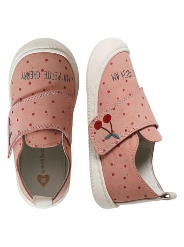 vertbaudet Leder-Hausschuhe in Pink/ Rot