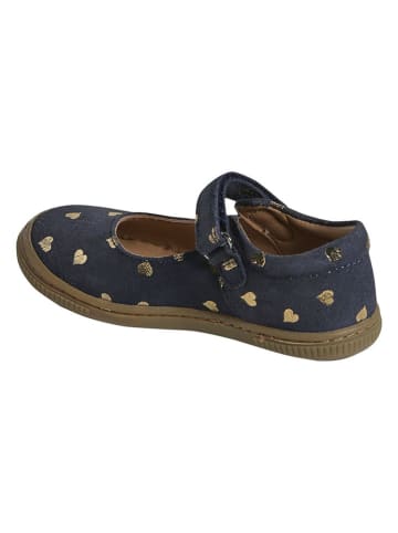 vertbaudet Leren ballerina's donkerblauw/goudkleurig