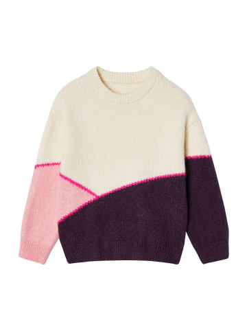 vertbaudet Sweter w kolorze czarno-beżowo-jasnoróżowym