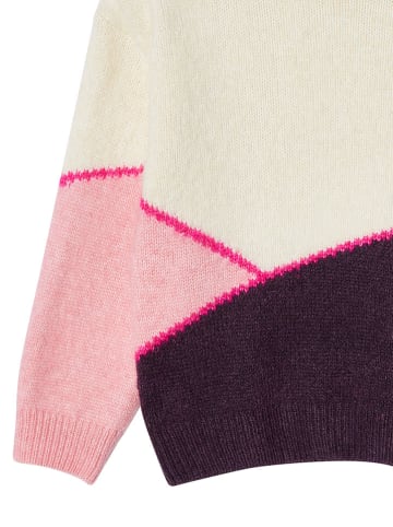 vertbaudet Sweter w kolorze czarno-beżowo-jasnoróżowym