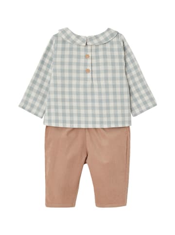 vertbaudet 3-delige outfit lichtblauw/wit/lichtbruin