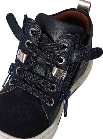 vertbaudet Leren sneakers donkerblauw/zwart/zilverkleurig