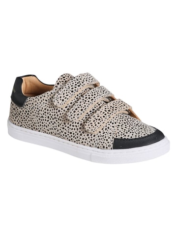vertbaudet Leder-Sneakers in Beige/ Schwarz