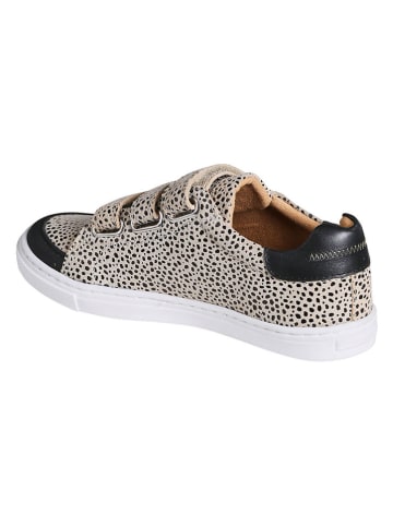 vertbaudet Leder-Sneakers in Beige/ Schwarz