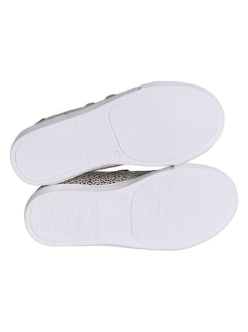 vertbaudet Leder-Sneakers in Beige/ Schwarz