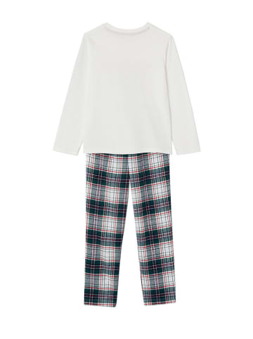 vertbaudet Pyjama in Creme/ Grün