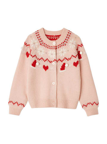 vertbaudet Cardigan in Rosa/ Rot/ Weiß