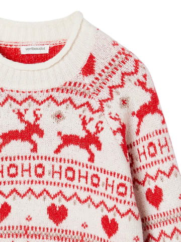vertbaudet Pullover in Weiß/ Rot