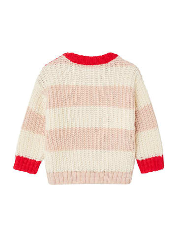vertbaudet Sweter w kolorze kremowo-jasnoróżowo-czerwonym